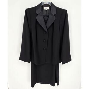 Vtg Le Suit Black 2 Piece Blazer & Pencil Skirt Set Plus Sze 20W Formal Business